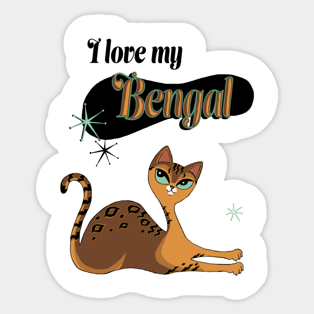 I Love My Bengal Cat White Sticker by xenotransplant